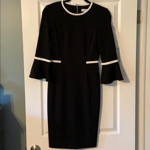 Classic Black Dress with white piping